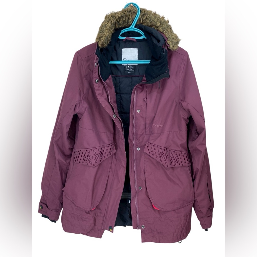 Ripzone Core Women’s 7K Waterproof Winter Parka Jacket Burgundy Med Fur Good